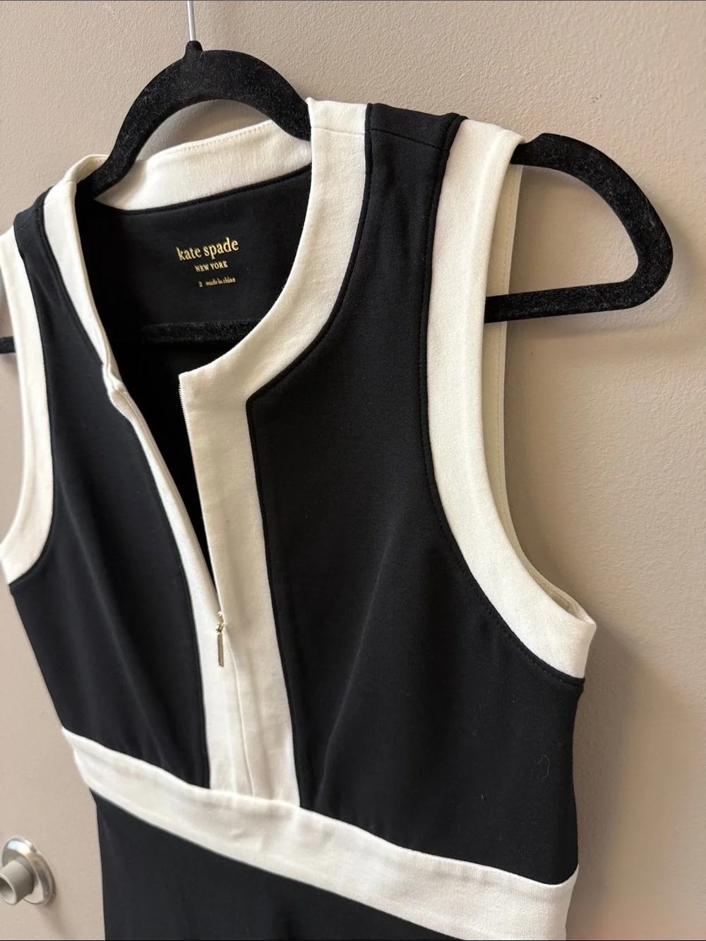 kate spade Black with White Contrast Sleeveless Dress - Size 2